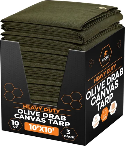 Miniatura 76 de Xpose Safety Lona de Lona - Lonas de Lona Verde de 10oz Resistentes al Agua con Ojales de Latón - Lona Multiusos para Exteriores para Campamento
