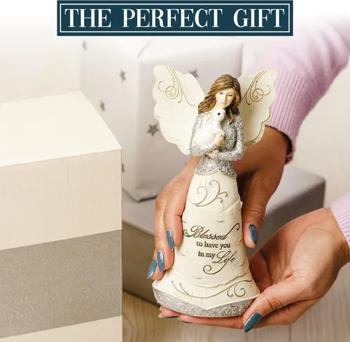 Miniatura 56 de Pavilion Gift Company 82433 Bless This Home - Figura de ángel ébano de 6 pulgadas, color crema