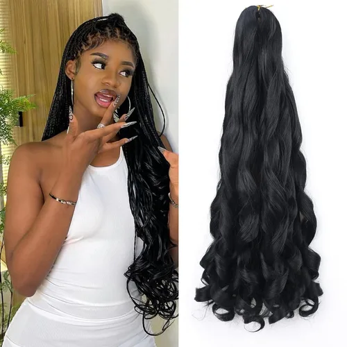 Miniatura 58 de Cabello rizado francés trenzado de 10 pulgadas, color 4, cabello rizado preestirado, 8 paquetes de trenzas de ganchillo de rizo francés para trenzas