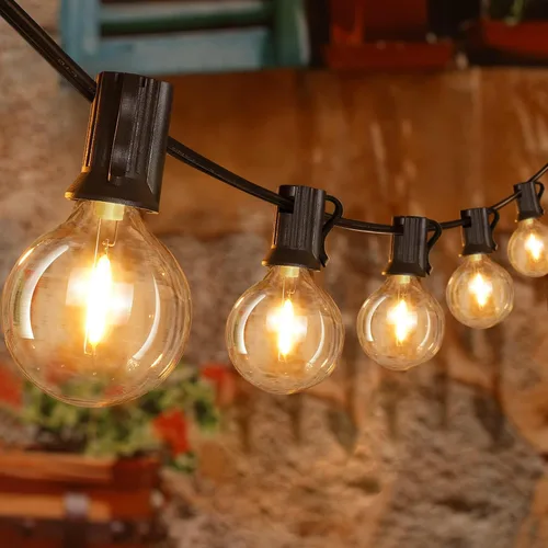Miniatura 11 de Ollny Cadena de luces para exteriores de 25 pies, impermeable, conectable, inastillable, con 13 Edison + 1 bombilla LED de repuesto enchufable