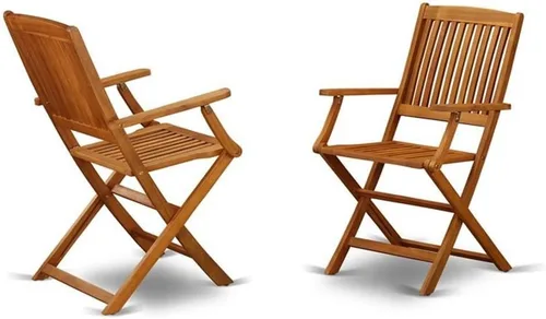East West Furniture BCMCANA Beasley - Sillas plegables para patio, madera de acacia, juego de 2, aceite natural