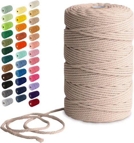 Nook Theory - Cuerda de macramé de 3mm, 220 yardas, cuerda de algodón, 4mm 5mm de hilo, hilo para manualidades, perfecto para colgantes de macramé y