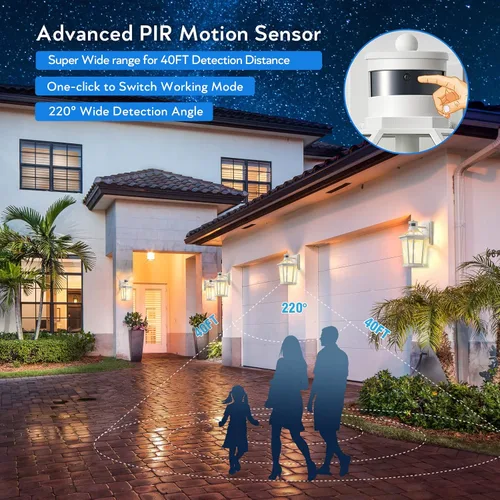 Miniatura 3 de VIANIS Luces exteriores grandes con sensor de movimiento negro, rango de detección ajustable, accesorios de iluminación exterior de aluminio