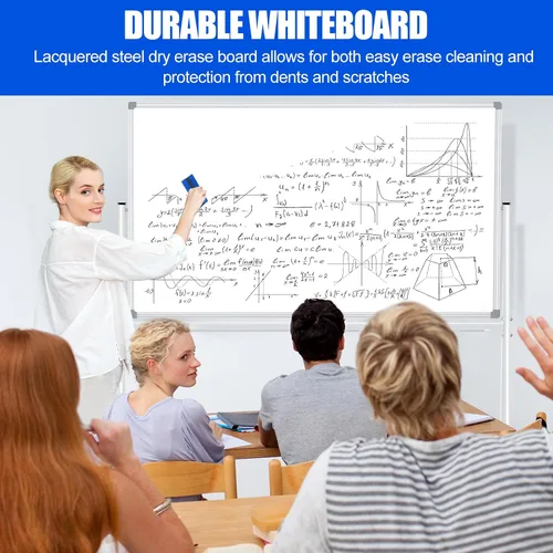Miniatura 6 de Pizarra blanca rodante grande de 60 x 36, pizarra blanca magnética móvil de doble cara sobre ruedas, pizarra blanca de 5 x 3 pies con soportes