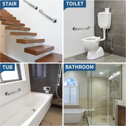 Miniatura 5 de Gotega Barra de agarre para ducha, paquete de 2 barras de agarre de acero inoxidable para baño, ducha y baño, barras de agarre para bañera y duchas