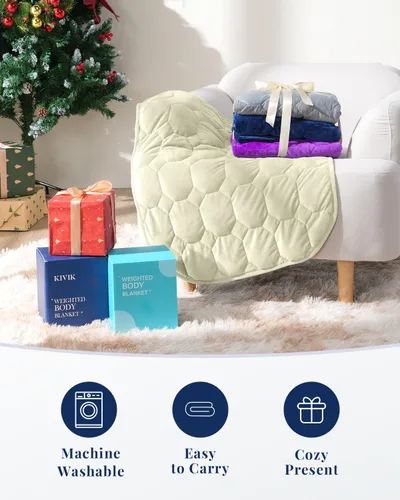 Miniatura 7 de Kivik Manta con peso para adultos, almohadilla de peso de 7 libras, manta pesada pequeña, almohadillas portátiles de viaje, regalos cálidos