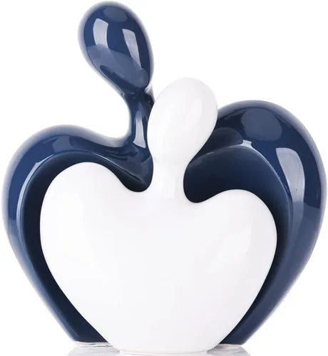 XMGZQ Figuras de cerámica azul y blanca para decoración del hogar, compromiso de boda, regalo romántico para marido, esposa, estatua de amor grande
