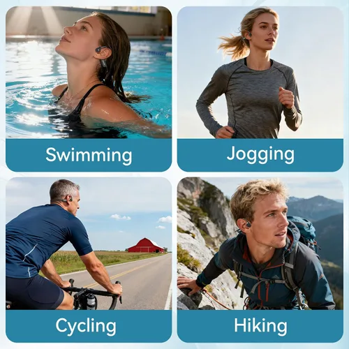 Miniatura 7 de B11 Auriculares de conducción ósea, IP68 impermeables para natación, 32 GB y Bluetooth 6.0 inalámbricos submarinos abiertos auriculares