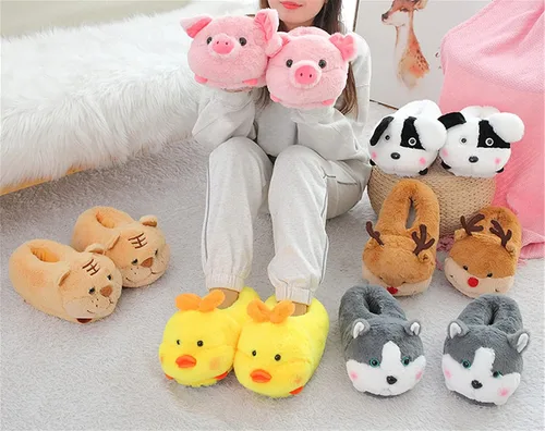 Miniatura 7 de Pig Animal Warm Winter Home Zapatillas de tiburón hámster para mujer
