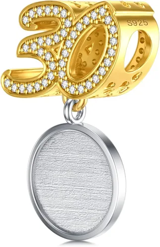 Miniatura 2 de PLATYCO Dije de foto con números 304050 de plata de ley 925 con circonita cúbica, dije de número de foto personalizado para pulseras, collares