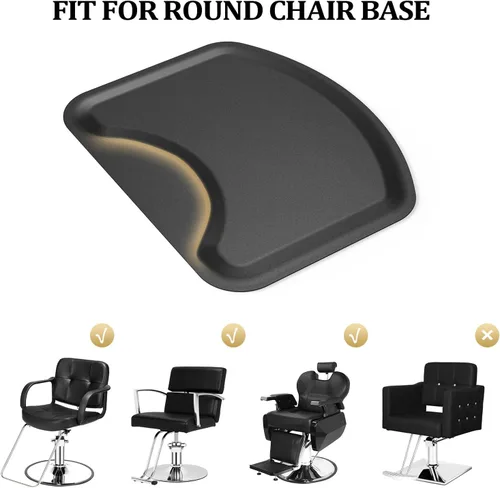 Miniatura 4 de OmySalon Tapete de peluquería antifatiga para peluquería, grueso tapete para silla de peluquero con corte redondo para peluquería de pie, peluquería