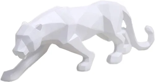 FJWYSANGU Abstracto Estatuas De Leopardo Panther Escultura Mano Anhelada Animal Resina Decoración Moderno Para El Hogar Grande Blanco