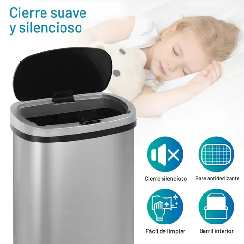 Miniatura 7 de Dkeli Cubo de basura automático de 13 galones con sensor de movimiento sin tacto, basurero de cocina de acero inoxidable con tapa, basurero de alta