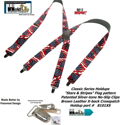 Miniatura 4 de Tirantes de sujeción de la serie clásica de 1 12 pulgadas de ancho para hombres en estilo X-back con clips plateados patentados en Estados Unidos