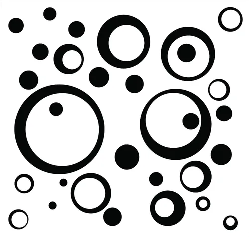 Vinilo adhesivo negro para pared, diseño de círculos, anillos, puntos, 25 unidades, 11 pulgadas, gran decoración del hogar
