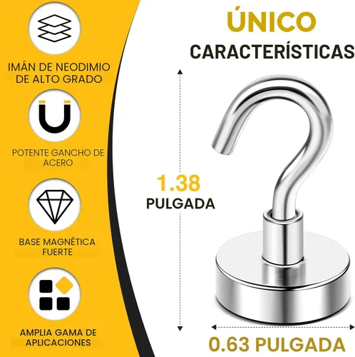 Miniatura 2 de DIYMAG - Ganchos magnéticos fuertes y resistentes, 25 libras de capacidad, para crucero, aula, refrigerador, cabañas, parrilla, cocina, garaje, Plata