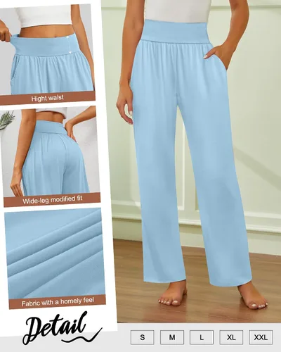 Miniatura 178 de Neer - Conjunto de 3 pantalones de yoga de pierna ancha para mujer - Pantalones deportivos cómodos, holgados, de cintura alta y casuales