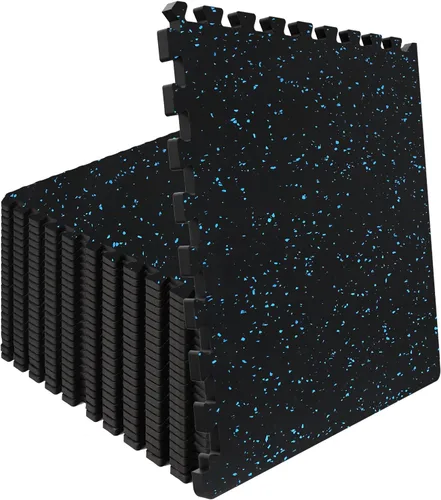 Miniatura 9 de Alfombrillas de goma entrelazadas de 24 pies cuadrados, suelo de ejercicio resistente para gimnasio en casa, levantamiento de pesas, yoga, sala