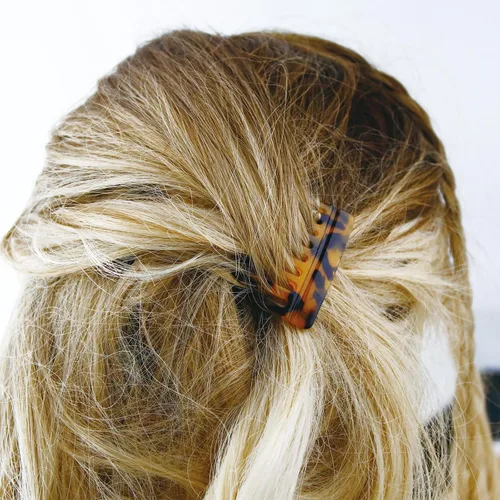 Miniatura 6 de 4 unids Peines laterales de pelo de ácido acético rizado francés accesorios de peinado decorativo pequeño mujer clip lateral estampado leopardo