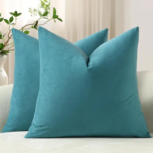 Miniatura 11 de Dezene - 2 fundas decorativas de terciopelo para almohada Hielo de vainilla