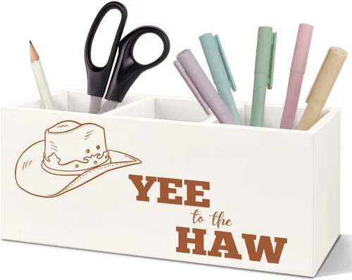 Miniatura 13 de SNNDER Soporte para bolígrafo de decoración de oficina occidental para escritorio, regalos occidentales para mujeres y hombres, organizador de Howdy