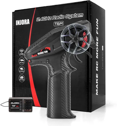 INJORA INT-T6M 2.4GHz Transmisor de Radio Digital Micro Control Remoto con Receptor de 6 Canales para Actualización de 1/24 1/18 RC (T6M)