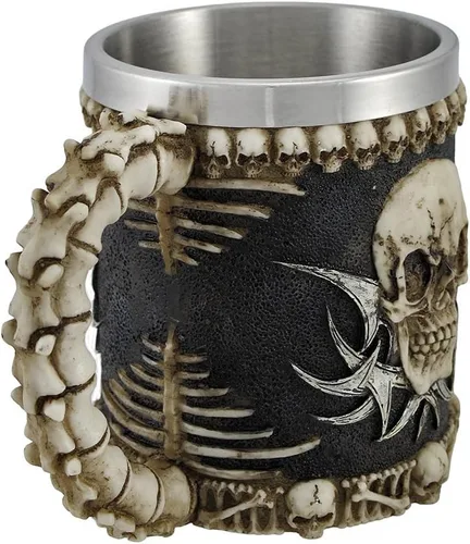 Miniatura 2 de 1 taza de café con diseño tribal gótico de calavera