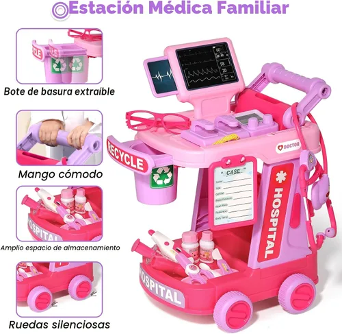 Miniatura 3 de Phobby Kit de Doctor para Niños Pequeños de 3, 4, 5 años, juego médico de simulación para niños con bolsa y disfraz, juguete de carrito de médico