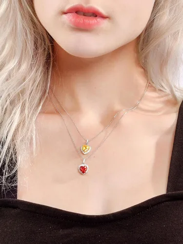 Miniatura 9 de ChicSilver Collar de plata de ley 925 con forma de corazón, redondo, pera, esmeralda y piedra natal simulada, regalo de cumpleaños para mujer
