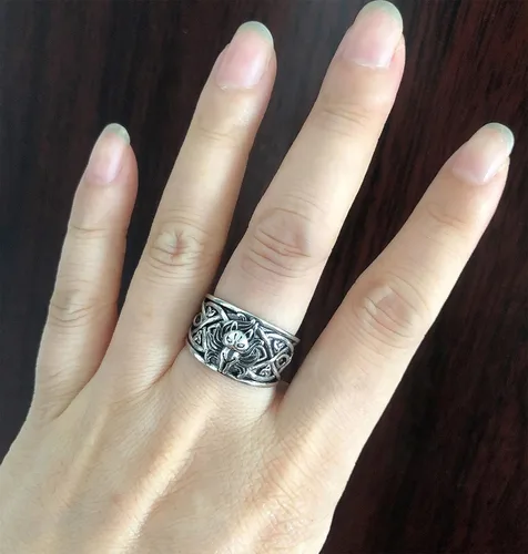 Miniatura 4 de Ecooon Anillo Kurama grueso de anime vintage de nueve colas para mujeres y hombres, anillo de amuleto oriental, regalo de joyería, protege el pueblo