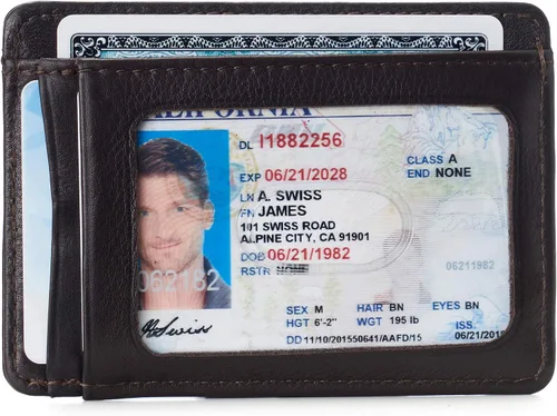 Miniatura 2 de Alpine Swiss Cartera de cuero con clip de dinero RFID Dermot para hombre viene en una caja de regalo
