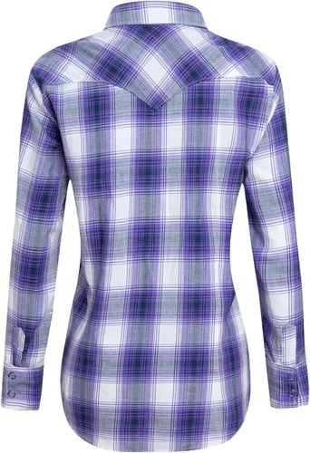Miniatura 2 de Camisas occidentales para mujer, camisas de manga larga de algodón para mujer, con botones a presión, camisas a cuadros para mujer