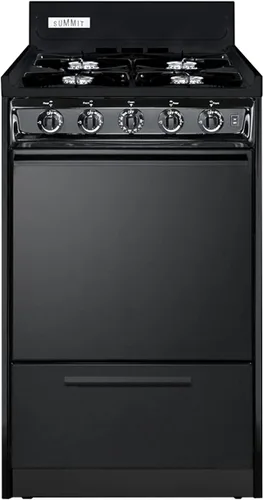 Summit Appliance TNM1107C Cocina de gas de 20 pulgadas de ancho, 4 quemadores abiertos, encendido electrónico, puerta de horno empotrada, bandeja