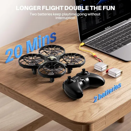 Miniatura 7 de SYMA Drone para niños de 8 a 12 años con evitación automática de obstáculos, 20 minutos de tiempo de vuelo (2 baterías), volteos 360° con un botón
