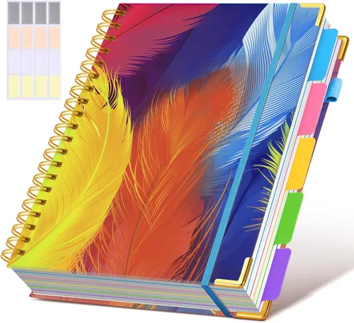 Miniatura 27 de Cuadernos en espiral de 8.5 x 11 pulgadas para trabajar con pestañas divisorias extraíbles, 300 páginas, cuaderno de 5 materias con rayas