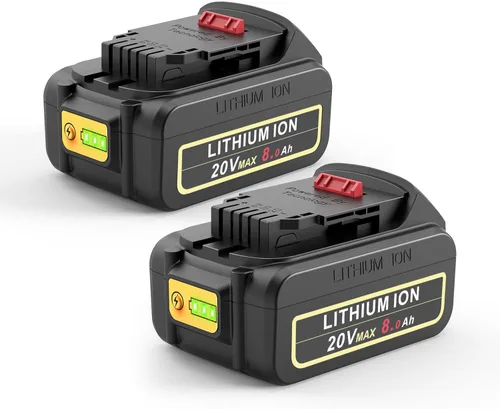 Labtec Paquete de 2 baterías de repuesto de 8.0Ah 20V Max compatibles con herramientas Dewalt 20V XR, reemplazo DCB206 DCB200 DCB204 DCB201 DCB207,