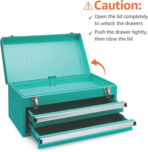 Miniatura 8 de Amazon Basics Caja de herramientas de acero con cajones de almacenamiento y organización, 18.11 x 8.66 x 9.45 pulgadas, acabado con recubrimiento