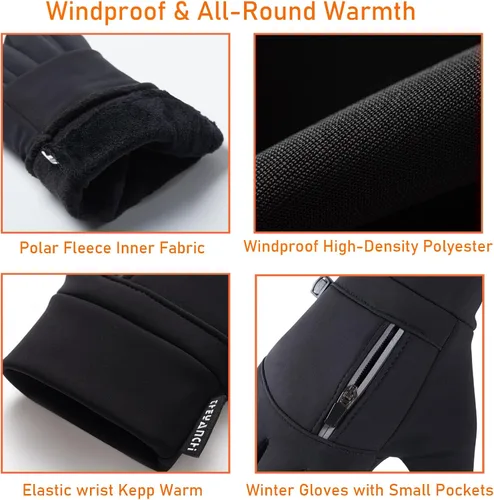 Miniatura 2 de LJCUTE Guantes de ciclismo de invierno para hombres y mujeres, resistentes al viento, para clima frío, pantalla táctil, guantes de motocicleta