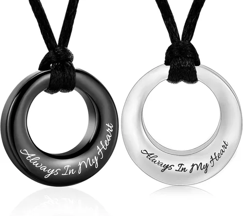 Miniatura 16 de Hearbeingt Collar de urna de cremación para cenizas para mujeres y hombres, colgante conmemorativo de la eternidad del círculo de la vida, joyería