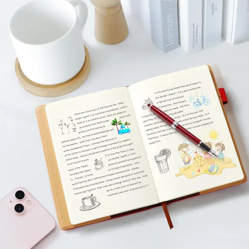 Miniatura 6 de Cuaderno A5 en blanco, cuaderno de bocetos de cuero de tapa dura recargable con bolsillo y hebilla magnética, cuaderno de bocetos de viaje de 240