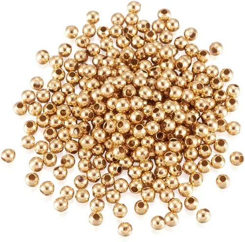 Pandahall 500 cuentas espaciadoras redondas de 0.079 in doradas de acero inoxidable 304 sin costuras sueltas pequeñas pequeñas cuentas de metal