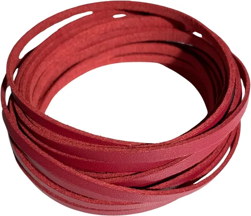 Miniatura 3 de Cordón de cuero plano de 0.157 pulgadas, 5+ yardas (16.4 ft), cuerda trenzada para fabricación de joyas, cordones de cuero para zapatos, arte