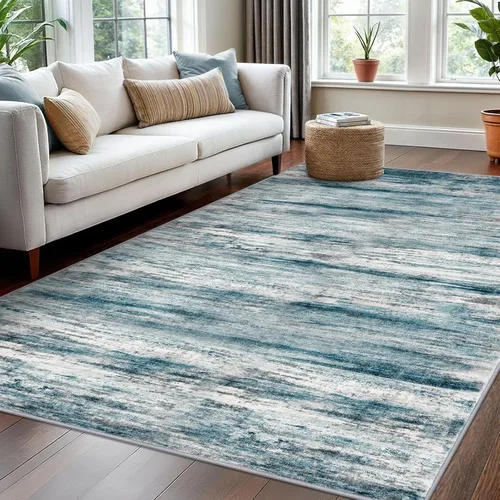 Miniatura 72 de KOZYFLY – Alfombra de pasillo moderna y lavable de diseño abstracto verde, 2 x 5 pies, antideslizante, suave y de pelo corto, ideal para cocina