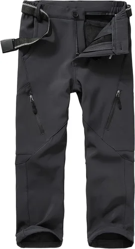 linlon Pantalones cargo de senderismo para niños y jóvenes, impermeables, con forro polar suave y forro polar, pantalones de nieve aislados, Nieve