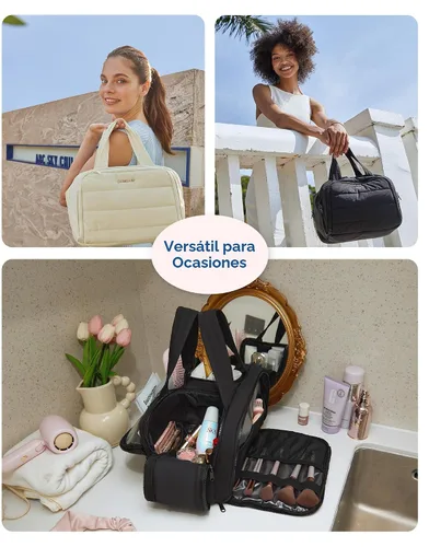 Miniatura 7 de BAGSMART Bolsa de Aseo de Viaje, Bolsa de Aseo Resistente para Mujeres, Bolsas de Aseo Ampliamente Abiertas y Esponjosas para Viajar, Organizador