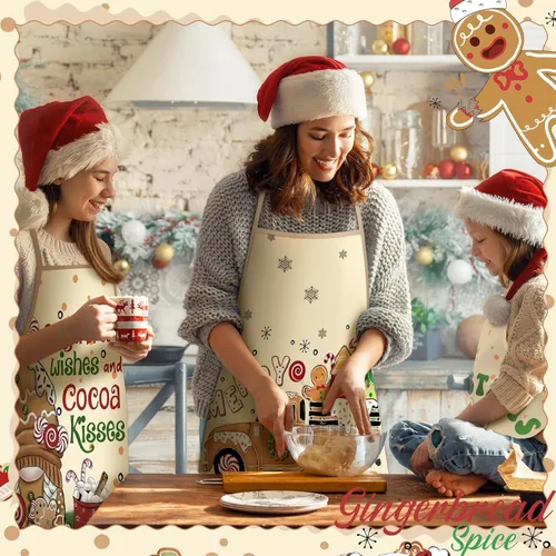 Miniatura 3 de Toulite 10 Piezas Delantal de Navidad Ajustable Delantales de Cocina para Cocinar Delantal BBQ Babero Delantal de Chef Divertido para Mujeres