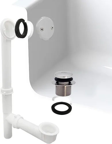 Miniatura 3 de Westbrass 593244-26 Kit de drenaje de residuos de baño con punta tubular blanca de 1-1/2 pulgadas, cromo pulido