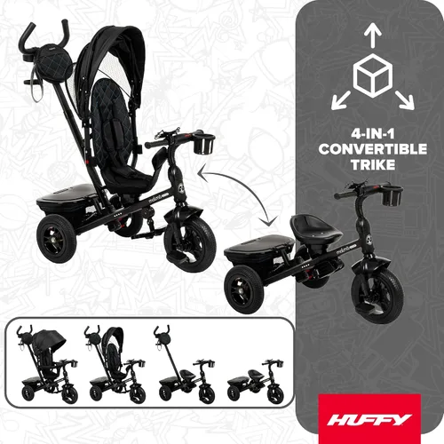 Miniatura 3 de Huffy Malmo Ultra - Triciclo convertible 4 en 1 para niños pequeños con mango de empuje para padres, toldo extraíble y soporte para tazas, triciclo