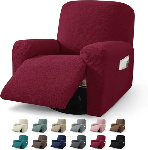 Miniatura 34 de JIVINER Fundas reclinables de gran tamaño de 3 piezas para sillón reclinable grande con bolsillos, tela jacquard elástica Lazy Boy funda para sofá