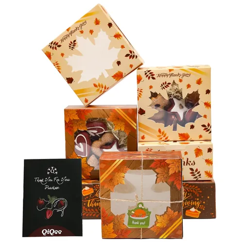 Miniatura 8 de qiqee Cajas de galletas Kraft con ventana, 60 paquetes de 6 x 6 x 3 pulgadas, cajas de papel kraft marrón para galletas, pasteles, cupcakes, tartas